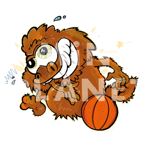 Bügelbild: Affe mit Basketball