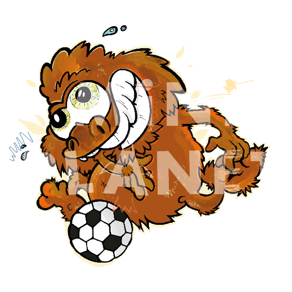 Bügelbild: Affe mit Fussball