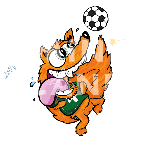 Bügelbild: Fuchs mit Fussball