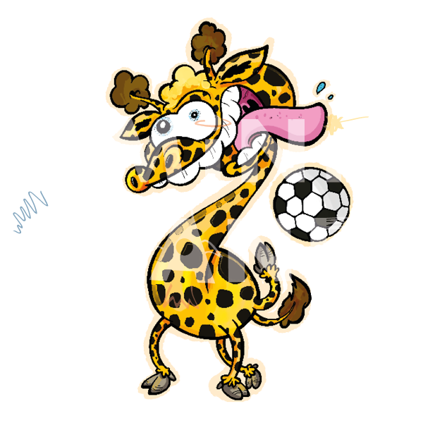 Bügelbild: Giraffe mit Fußball