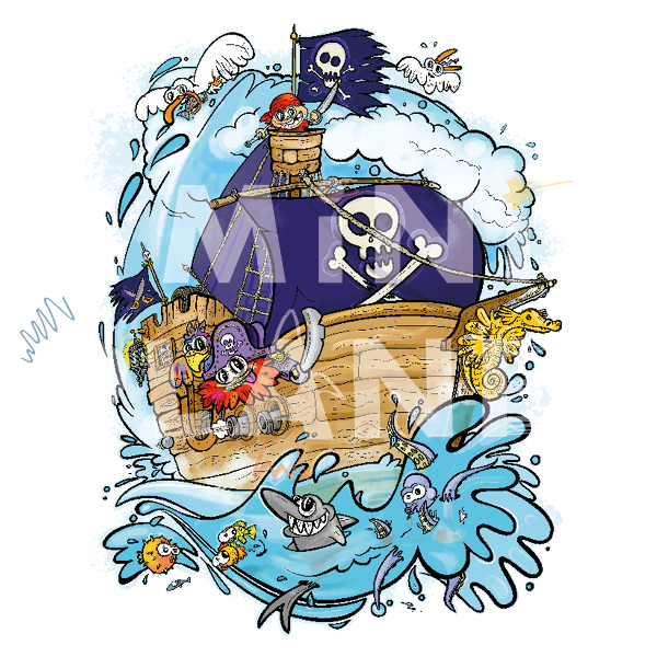 Bügelbild: Piratenschiff