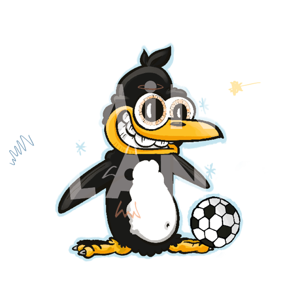 Bügelbild: Pinguin mit Fussball
