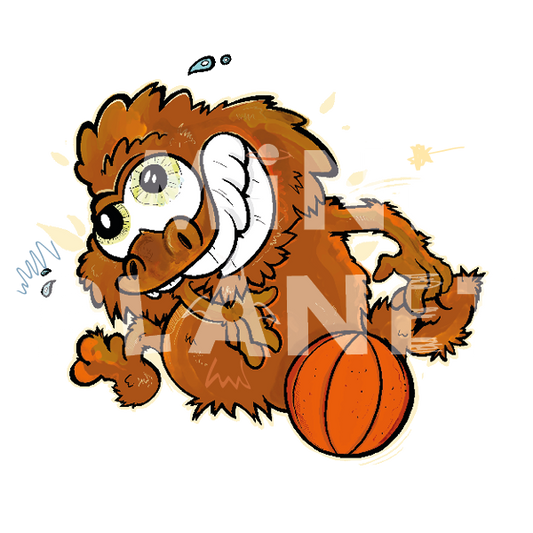 Bügelbild: Affe mit Basketball