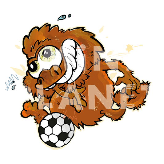 Bügelbild: Affe mit Fussball