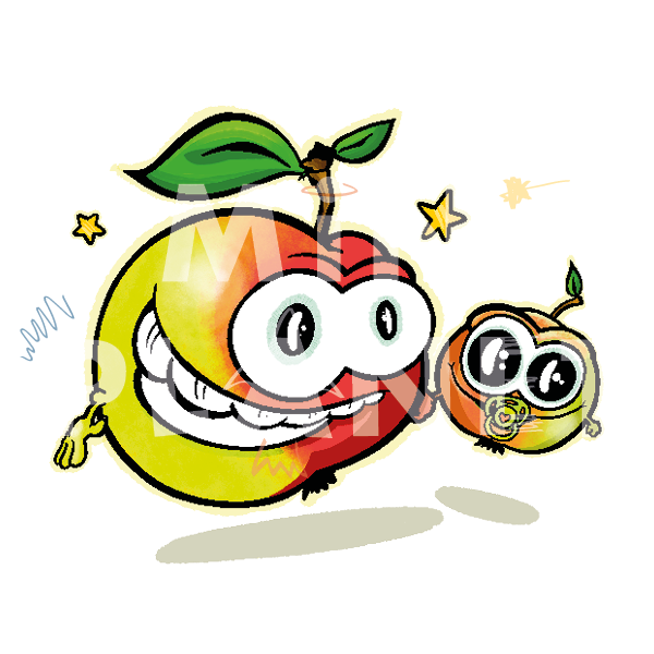 Bügelbild: Apfel mit Kind