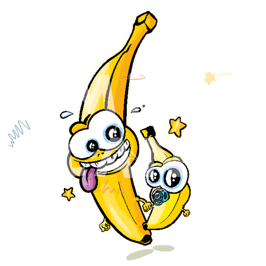 Bügelbild: Banane mit Kind