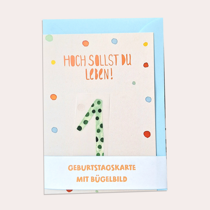 Geburtstagkarte mit Zahlenbügelbild