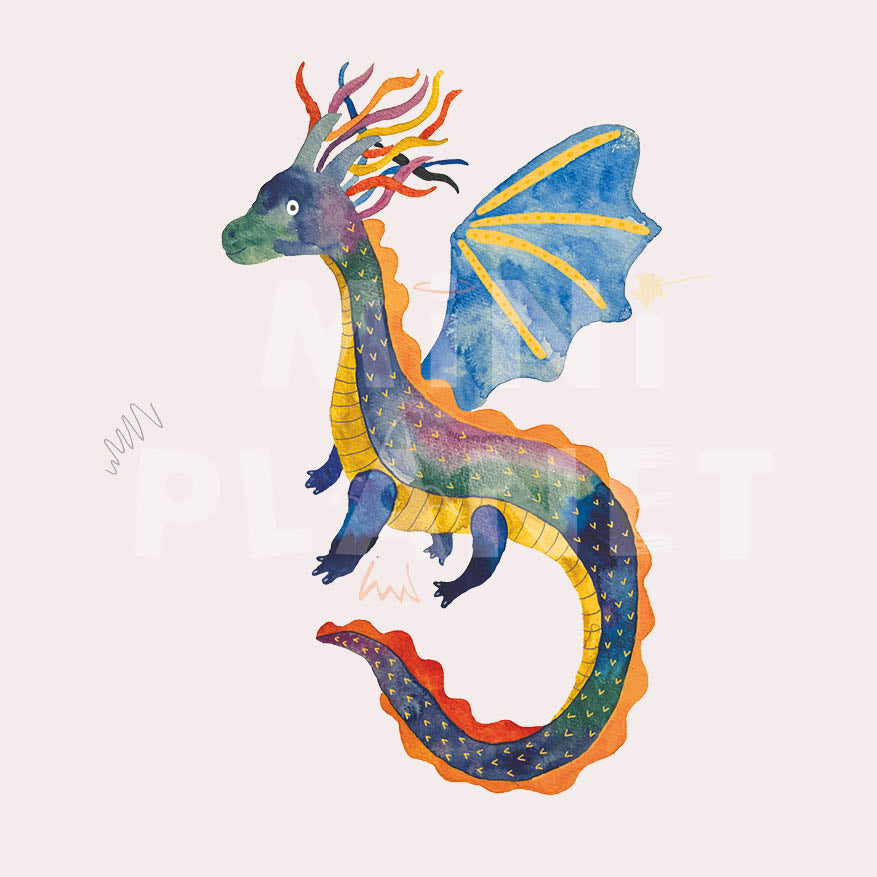 Bügelbild: Blauer Drache (Groß)