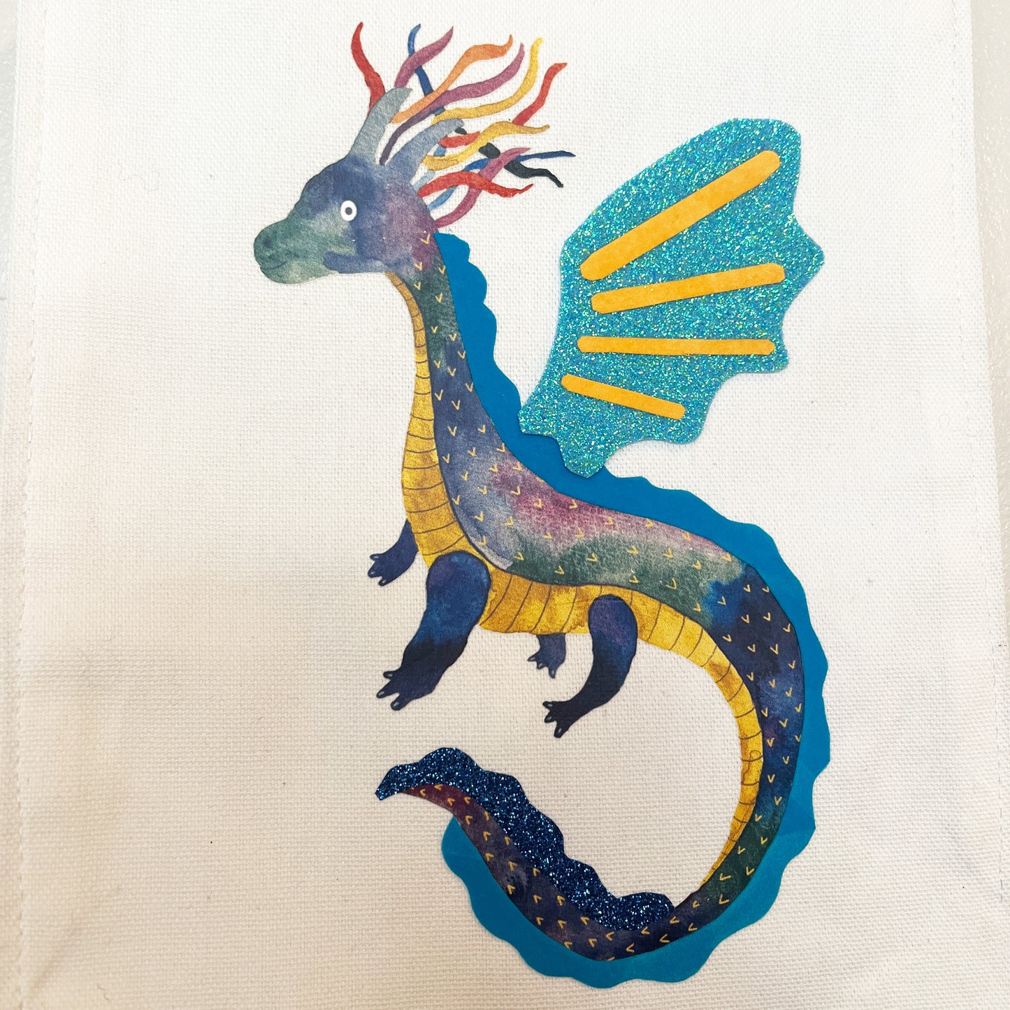 Wimpel Drache blau Einzelstück