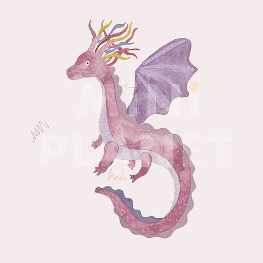 Bügelbild: Rosa Drache (Groß)