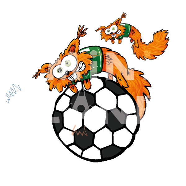 Bügelbild: Eichhörnchen mit Fußball
