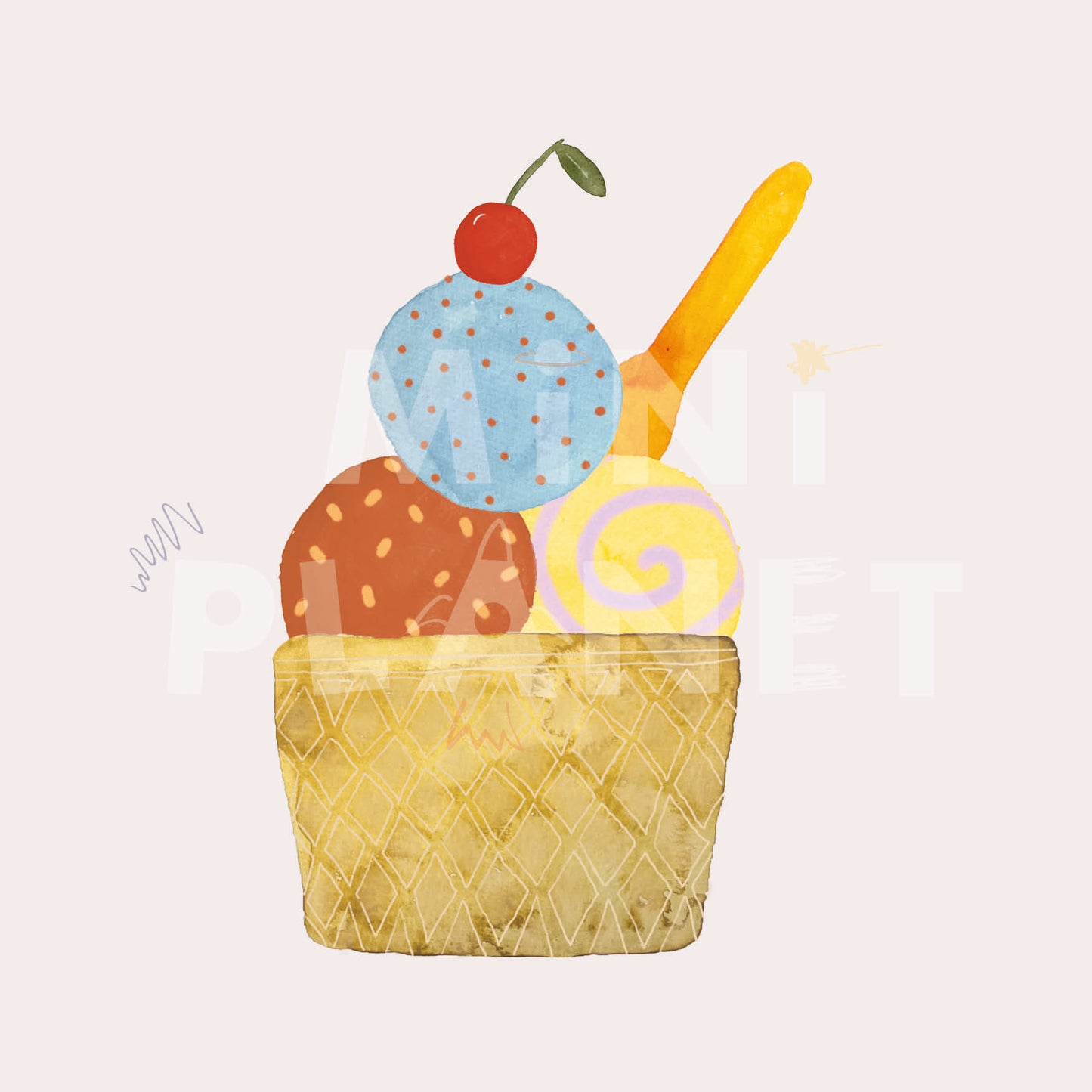 Bügelbild: Eis im Becher