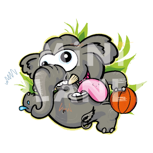 Bügelbild: Elefant mit Basketball