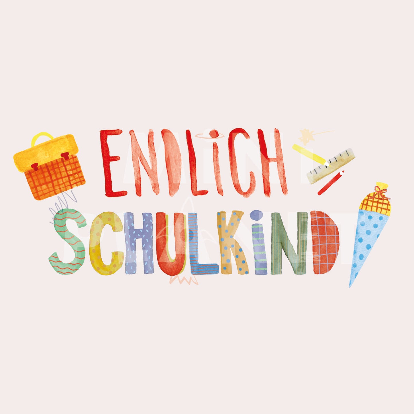 Bügelbild: Endlich Schulkind