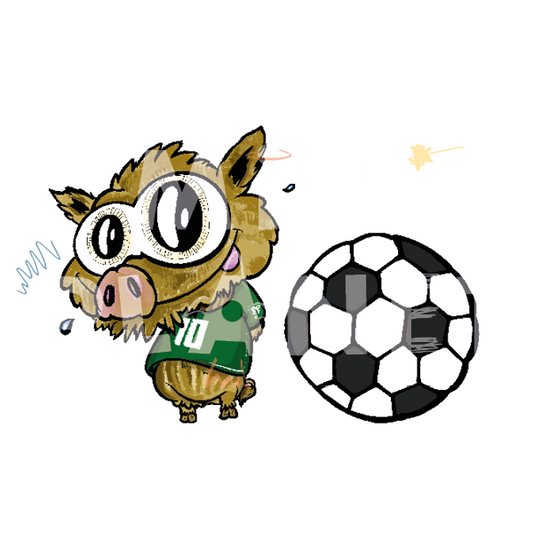 Bügelbild: Frischling mit Fussball