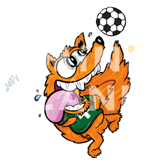 Bügelbild: Fuchs mit Fussball
