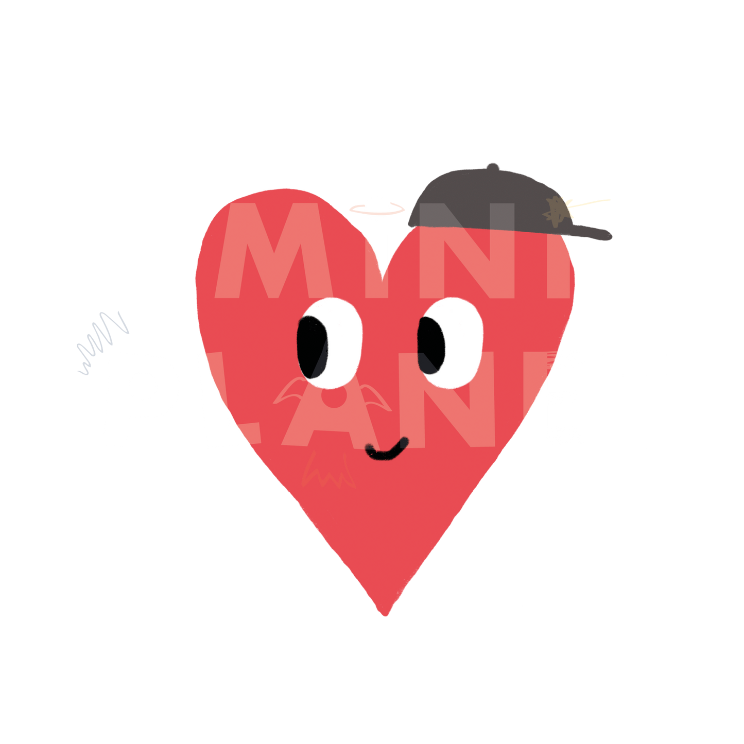 Bügelbild Herz mit Basecsap