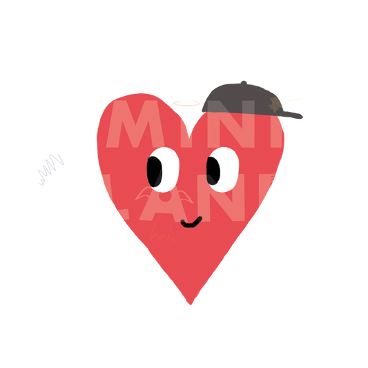 Bügelbild Herz mit Basecsap