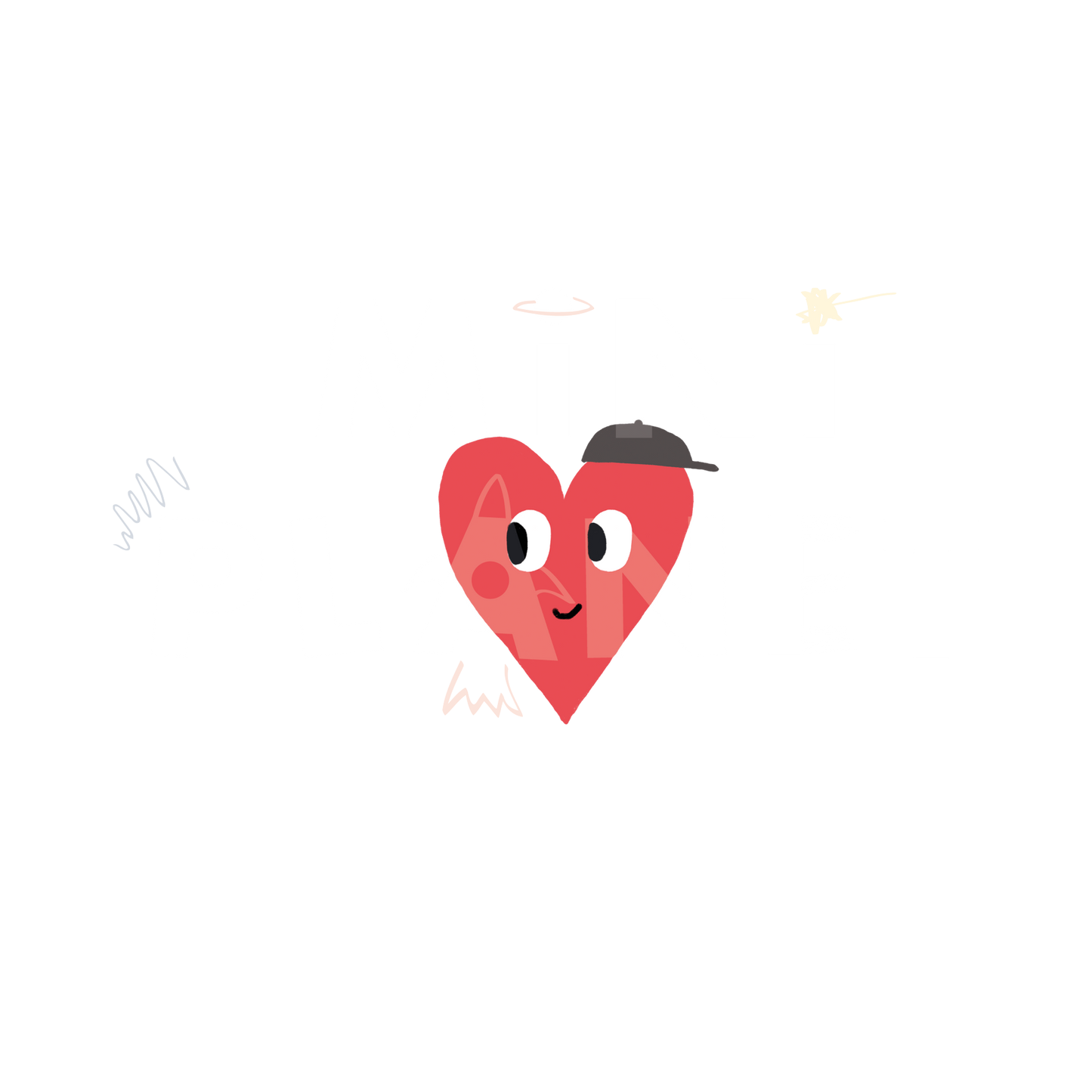 Bügelbild Herz mit Basecsap mini