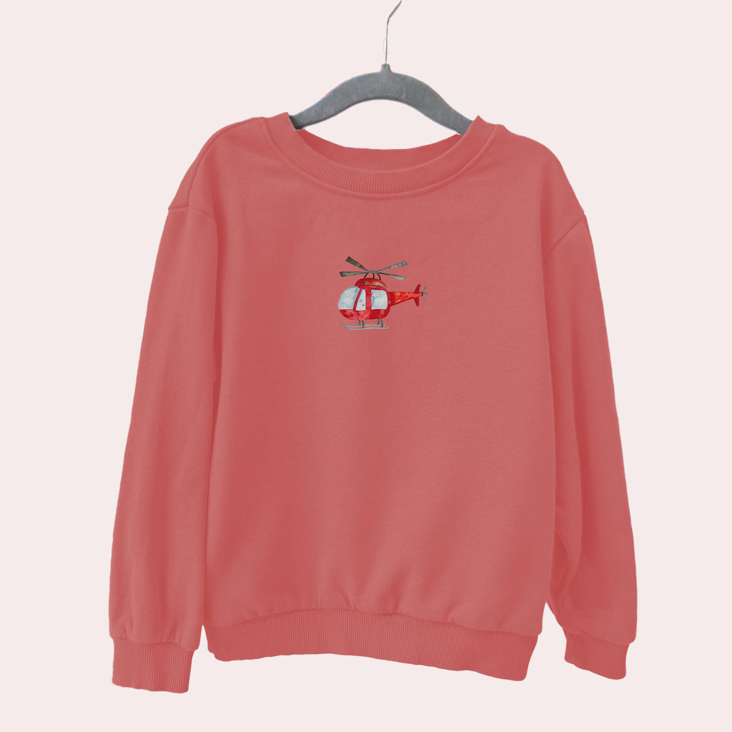 Bügelbild: Roter Hubschrauber