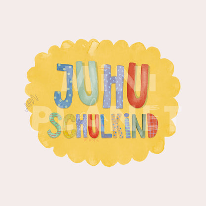 Bügelbild: Juhu Schulkind