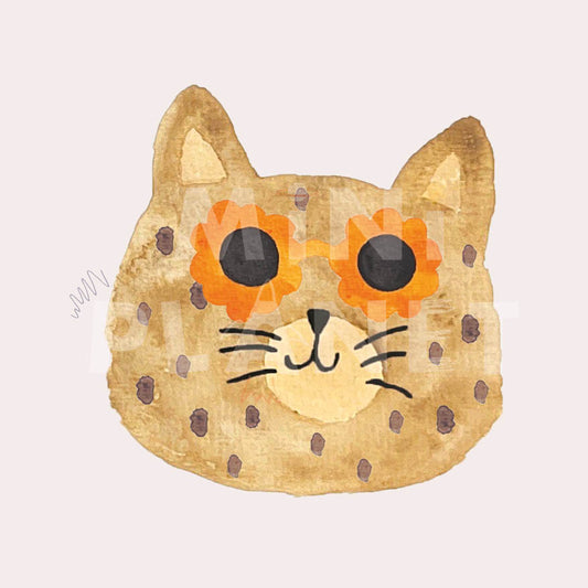 Bügelbild: Katze mit Sonnenbrille (Groß)