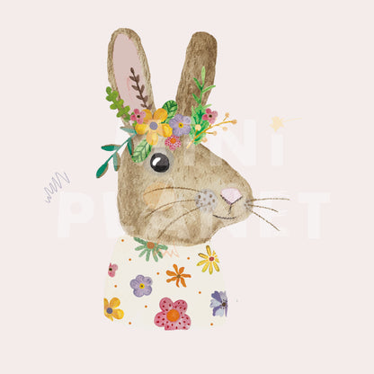 Bügelbild: Osterhase Blumen