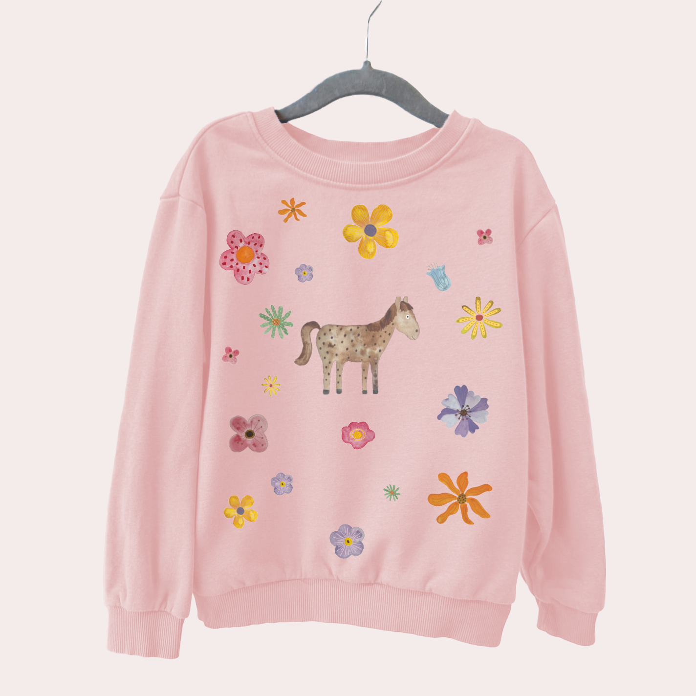 Bügelbild Set: Blumen und Pferd