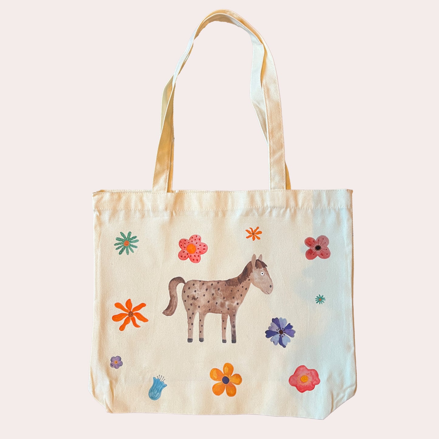 Beutel: Pferd und Blumen