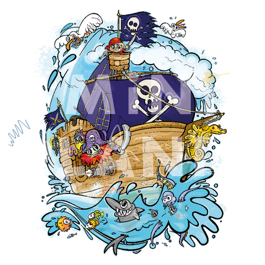 Bügelbild: Piratenschiff