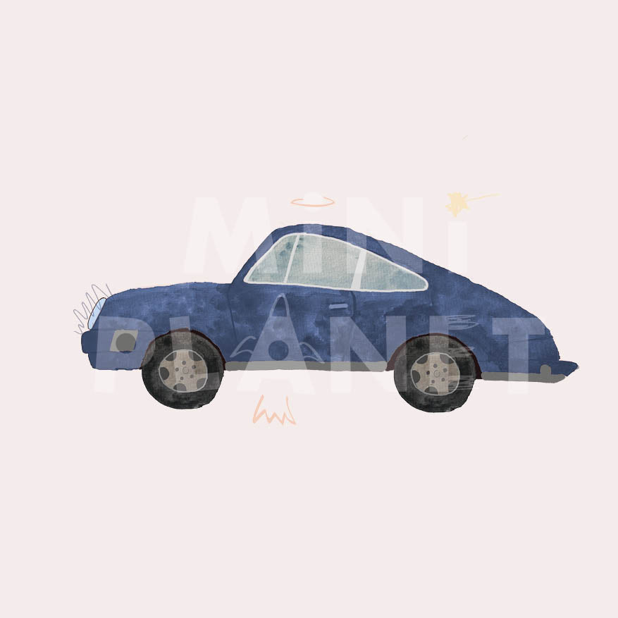 Bügelbild: Blaues Auto