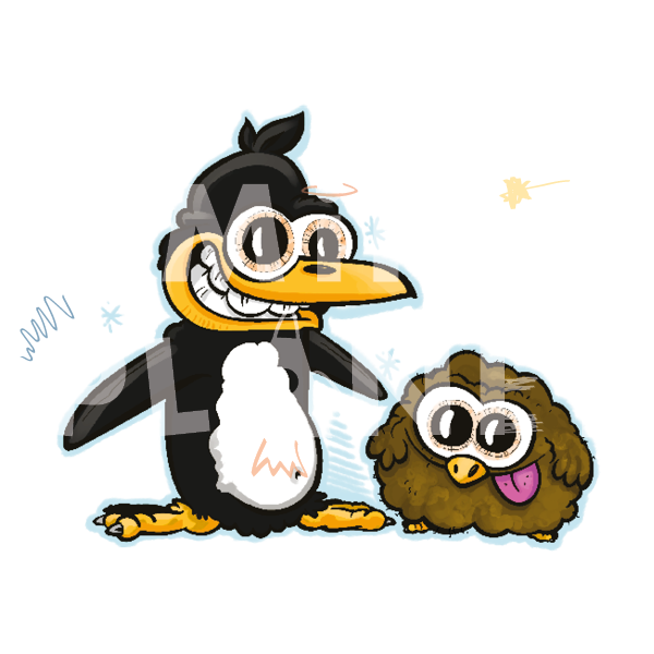 Bügelbild: Pinguin mit Baby