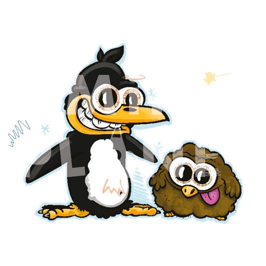 Bügelbild: Pinguin mit Baby