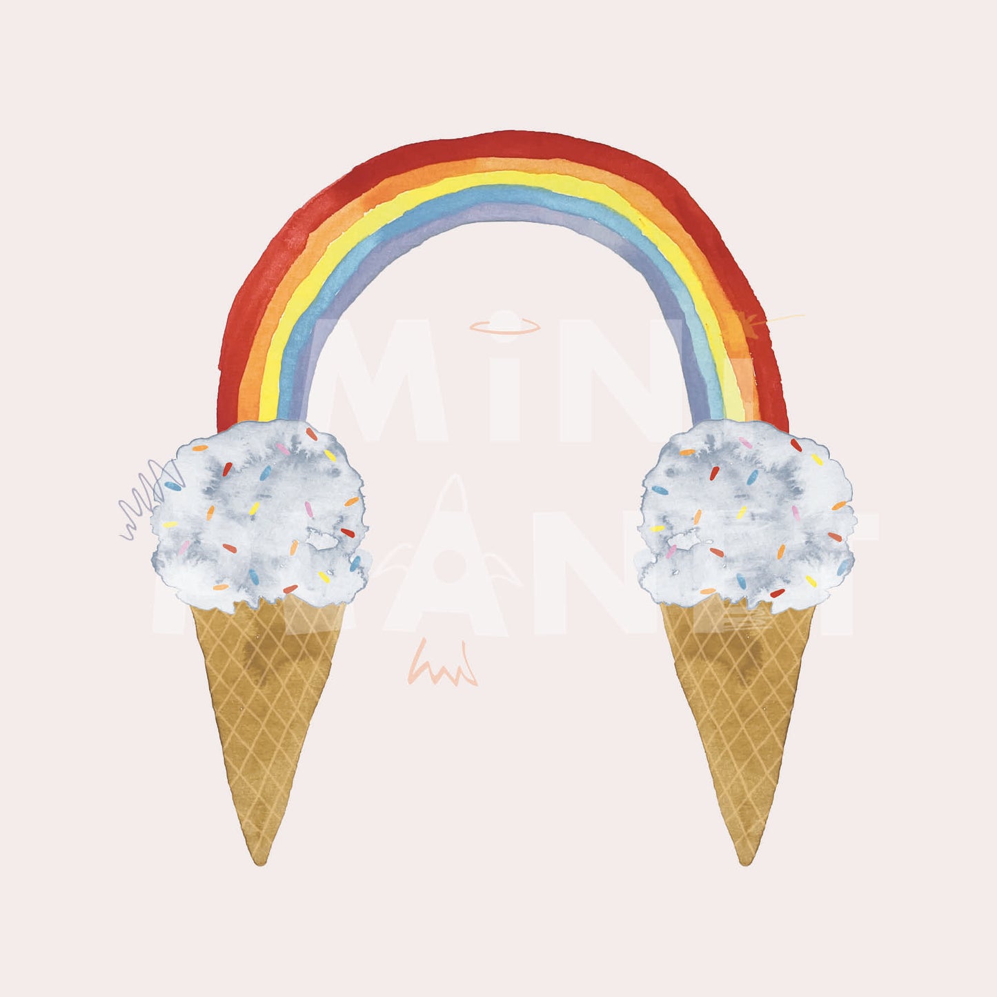 Bügelbild: Regenbogen Eis