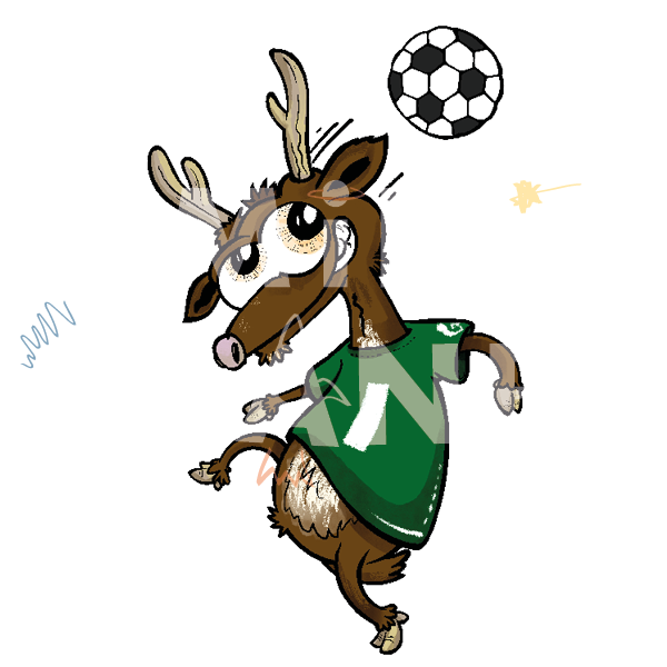 Bügelbild: Rehbock mit Fussball
