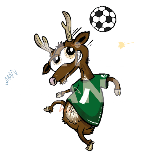 Bügelbild: Rehbock mit Fussball
