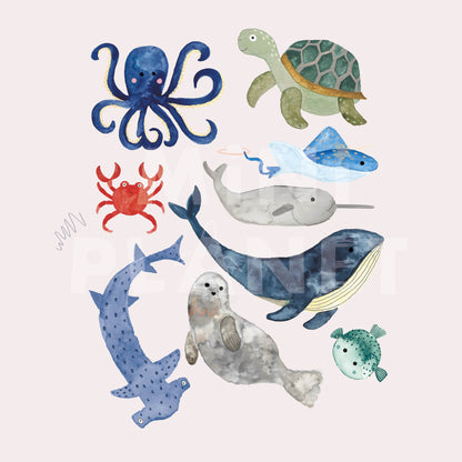 Bügelbild Set: Meerestiere