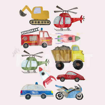 Bügelbild Set: Fahrzeuge