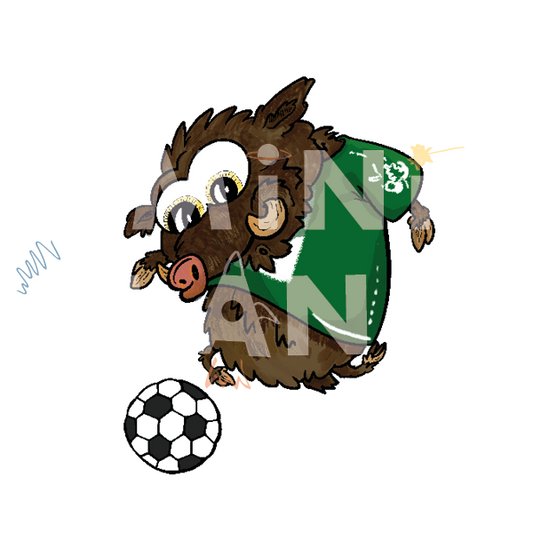 Bügelbild: Wildschwein mit Fussball