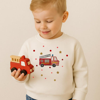 Bügelbild Set: Feuerwehr | DTF Aufbügler Kinder | Aquarell Feuerwehrauto | Fire Truck Iron On Transfer | Geschenk Idee