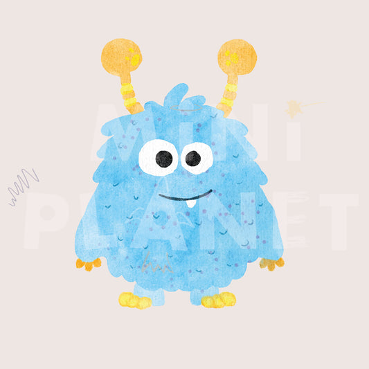 Bügelbild: Monster Blau