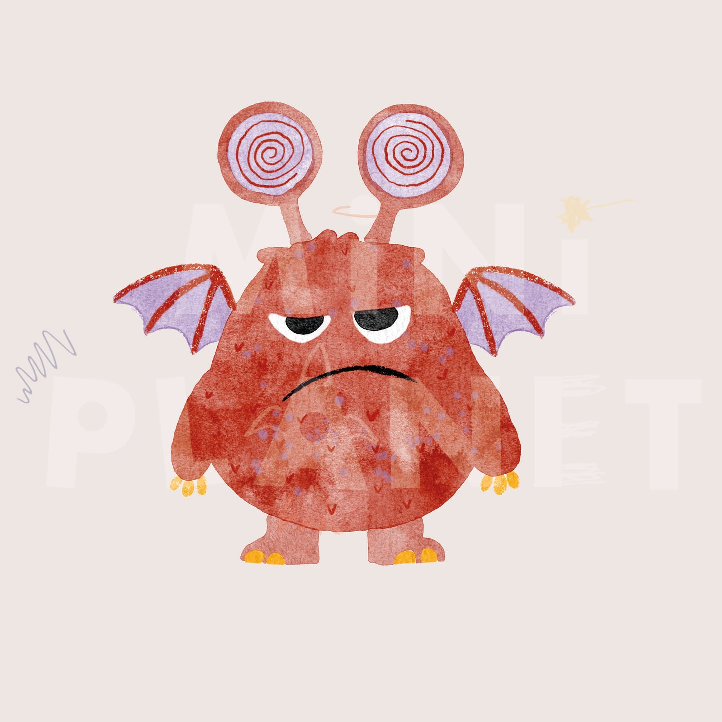 Bügelbild: Monster Rot