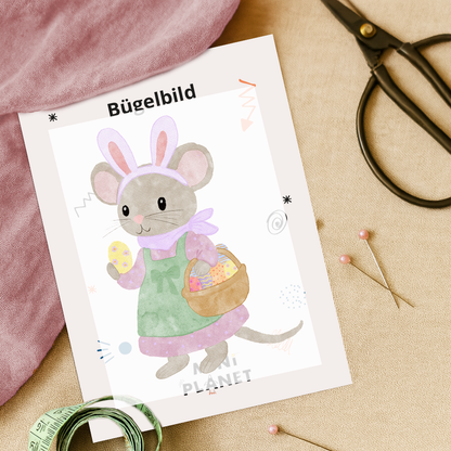 Bügelbild: Ostermaus, Osterhase