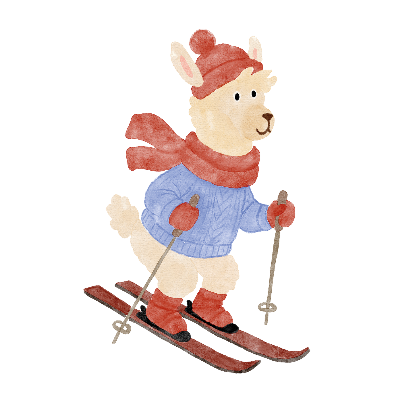 Bügelbild: Ski Lama