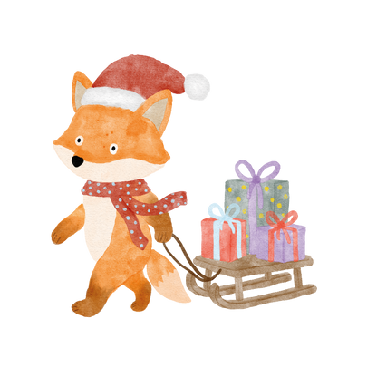 Bügelbild: Fuchs mit Schlitten