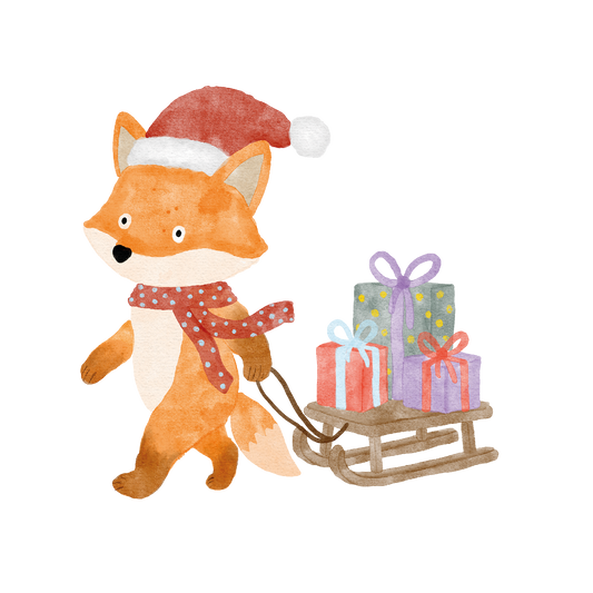 Bügelbild: Fuchs mit Schlitten