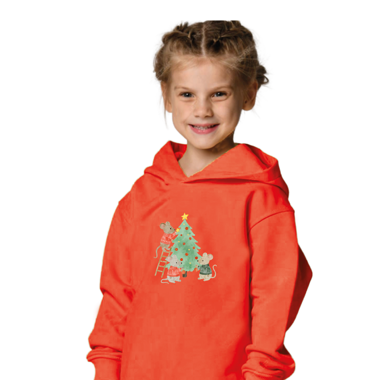 Bügelbild: Mäuse schmücken Weihnachtsbaum