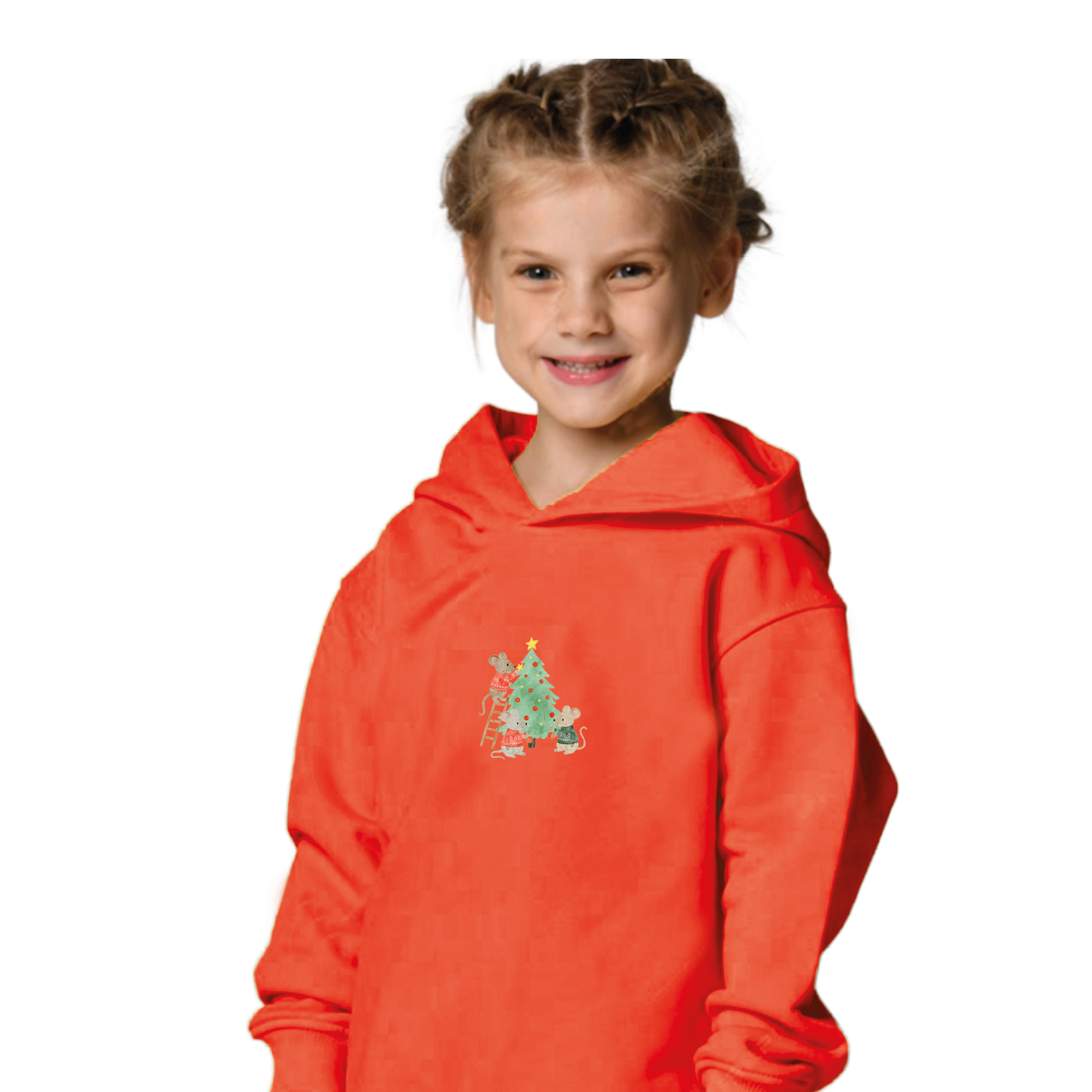 Bügelbild: Mäuse schmücken Weihnachtsbaum