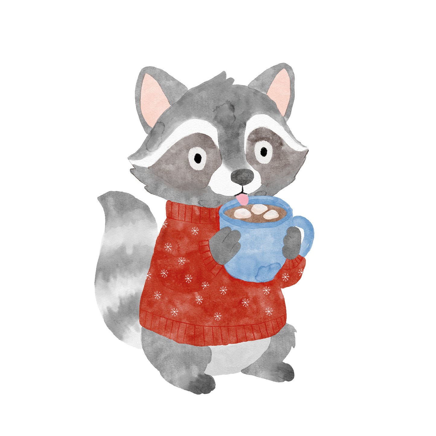 Bügelbild: Waschbär mit Kakao