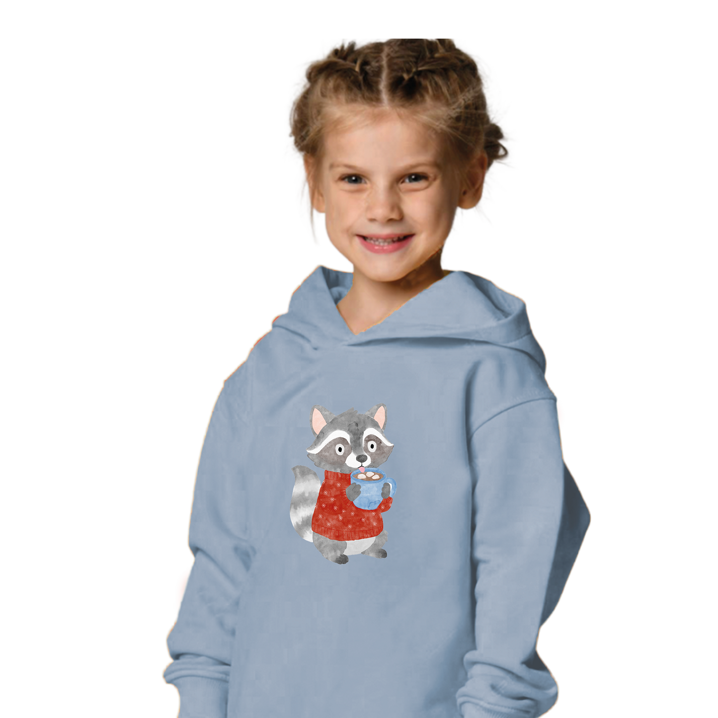 Bügelbild: Waschbär mit Kakao